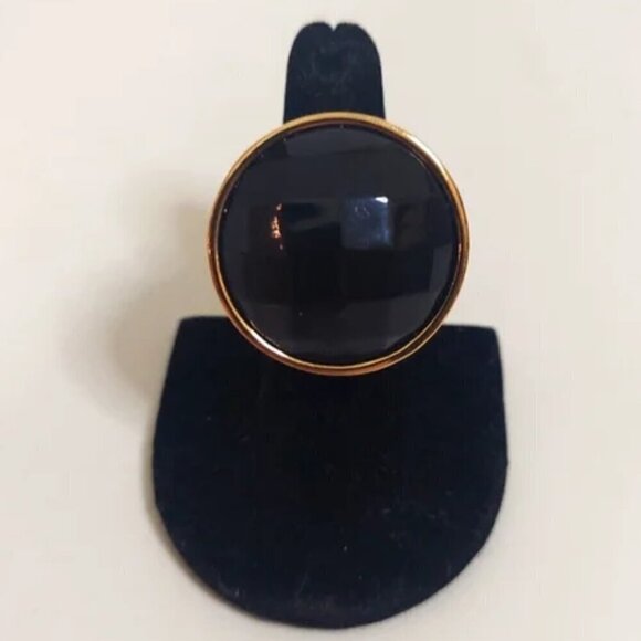 💕TRINA TURK💕 Shanghai Cocktail Ring ~ Resin Black & Gold NWT - Picture 10 of 15